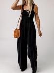 Dokotoo Plus Size Oversized Black Jumpsuit with Pockets