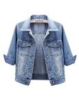 Light Wash Cropped Denim Jacket for Women