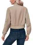 Fisoew Women's Lightweight Cropped Bomber Jacket