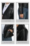 Fahsyee Women's Black Faux Leather Moto Jacket
