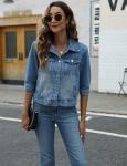Light Wash Cropped Denim Jacket for Women
