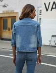 Light Wash Cropped Denim Jacket for Women