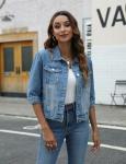 Light Wash Cropped Denim Jacket for Women