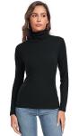 Black Long Sleeve Mock Neck Active Shirt for Women