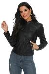 Fahsyee Women's Black Faux Leather Biker Jacket