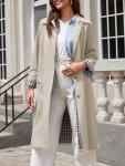 Womens Oversized Long Trench Coat - Windproof Style