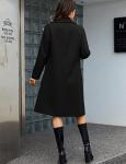 Tanming Women's Black Double Breasted Peacoat