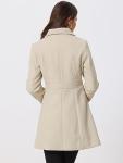 Allegra K Women's Beige Classic Pea Coat with Pockets