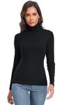 Black Long Sleeve Mock Neck Active Shirt for Women