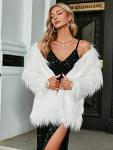 Cozy White Faux Fur Long Sleeve Coat for Women