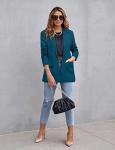 Iron Blue Casual Long Sleeve Blazer for Women