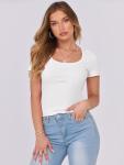 Short Sleeve Scoop Neck Ribbed Tee for Women