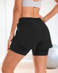 High-Waisted Women's 2-in-1 Running Shorts - Black