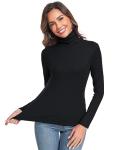 Black Long Sleeve Mock Neck Active Shirt for Women