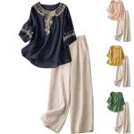 Women's Black Two-Piece Linen Set for Summer