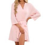 Soft Lightweight Tencel Cotton Kimono Robe - Light Pink