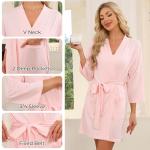 Soft Lightweight Tencel Cotton Kimono Robe - Light Pink