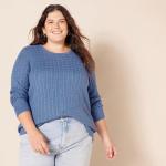 Lightweight Cable Crewneck Sweater for Women