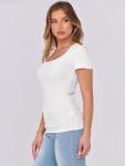 Short Sleeve Scoop Neck Ribbed Tee for Women