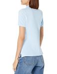 Light Blue Stretch Cotton Short Sleeve Polo for Women