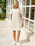 Glamaker Women's Striped Short Sleeve Shift Dress