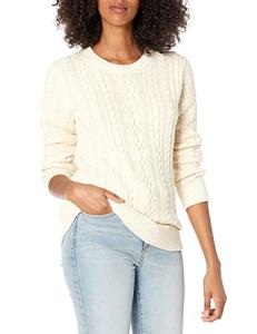 Soft Cable Knit Long-Sleeve Sweater in Cream