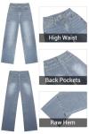 High Waisted Frayed Straight Leg Jeans for Women