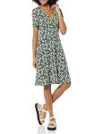 Women's Dark Green Floral Fit and Flare Dress
