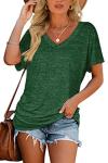Green Plus Size Dolman V Neck T-Shirt for Women