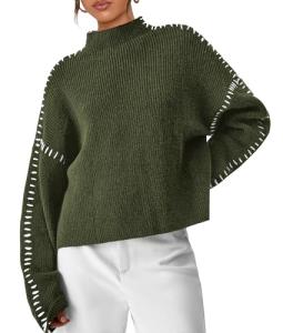Prettygarden Oversized Chunky Knit Sweater - Army Green