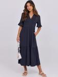 ANRABESS Women's Navy Blue Ruffle Maxi Dress