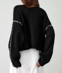 Chunky Knit Mock Neck Oversized Sweater for Women