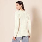 Soft Cable Knit Long-Sleeve Sweater in Cream