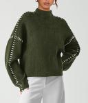 Prettygarden Oversized Chunky Knit Sweater - Army Green
