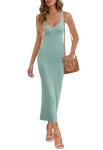 MEROKEETY Women’s V Neck Midi Knit Dress