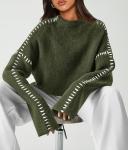Prettygarden Oversized Chunky Knit Sweater - Army Green