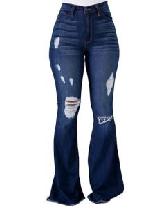 High Waisted Ripped Flare Jeans for Women