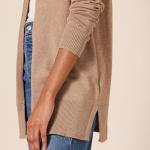 Lightweight Open-Front Cardigan in Camel Heather
