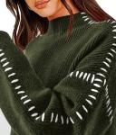 Prettygarden Oversized Chunky Knit Sweater - Army Green