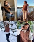 Brown V Neck Sleeveless Crop Sweater Vest
