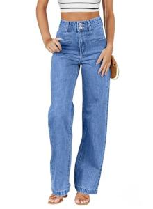 Sky Blue High Waisted Wide Leg Jeans for Women