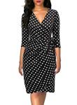 Berydress Women's V Neck 3/4 Sleeve Wrap Dress