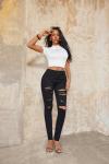 High-Waisted Distressed Ripped Skinny Jeans for Women