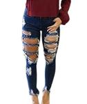 High Waisted Ripped Denim Skinny Jeans for Women