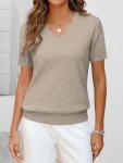 ANRABESS Women’s Short Sleeve V-Neck Wool Sweater