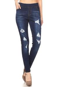 Jvini Women's Plus Size Ripped Denim Jeggings