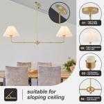 Gold Linear Chandelier with White Fabric Shade