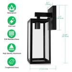 Black Waterproof Outdoor Wall Lantern with Clear Glass