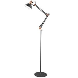 LEPOWER Adjustable Swing Arm Floor Lamp in Black