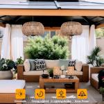 Outdoor Solar Rattan Chandelier with 4 Lights